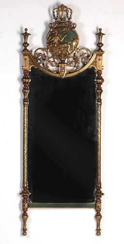 A GREAT BRONZE ART DECO MIRROR WITH ENAMELING
