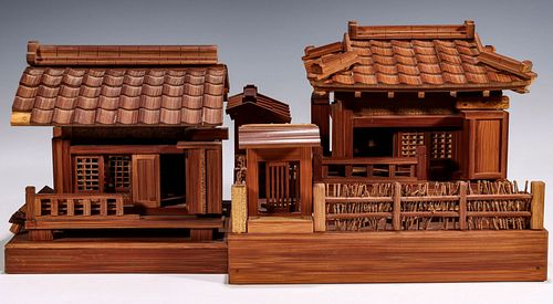 TWO INTRICATE AND DETAILED JAPANESE MINKA MODELS