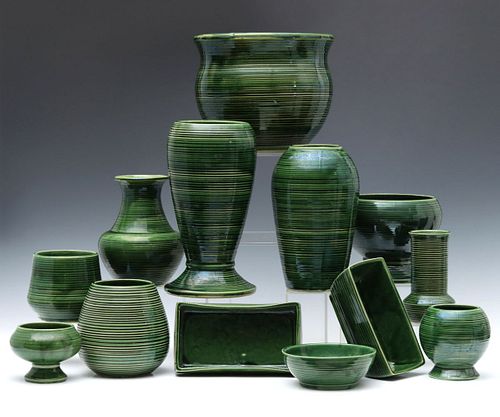 A COLLECTION OF MID 20TH CENT ARTISAN LINE ART POTTERY