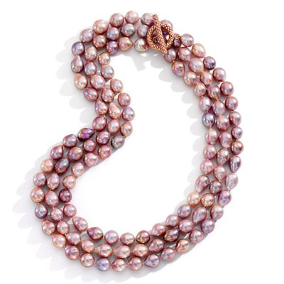 Mish Fire Leaf Necklace, 18k Rose Gold and Pink Freshwater Pearl