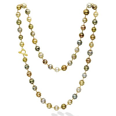 Mish Orbiting Pearl Necklace,18k Gold with Tahitian & South Sea Cultured Pearls