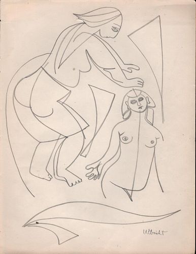John Ulbricht, Figures, Ink on paper,  1940's