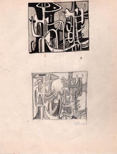 Abstract Figures, Ink on Paper John Ulbricht, 1940's 