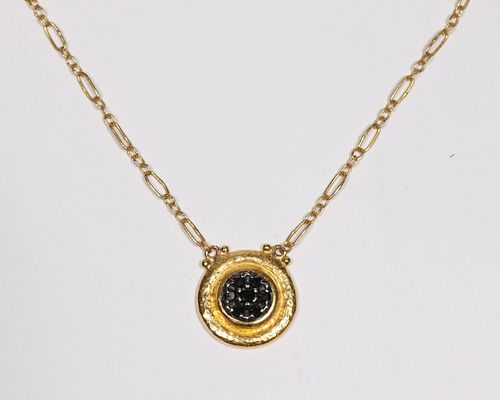 Gurhan Framed Black Diamond Pave Disc Necklace