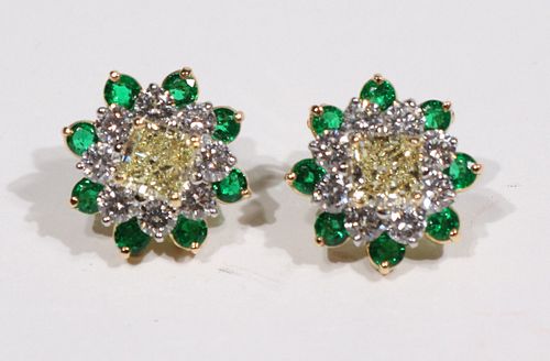 Pair of Oscar Heyman Yellow Diamond Earrings