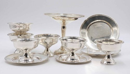 Six Sterling Silver Footed Ice Cream Cups