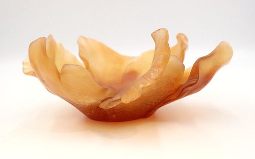 Daum Pate de Verre Amber Tulip Bowl