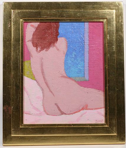 Josef Zenk, Oil on Board, "Woman by a Window"