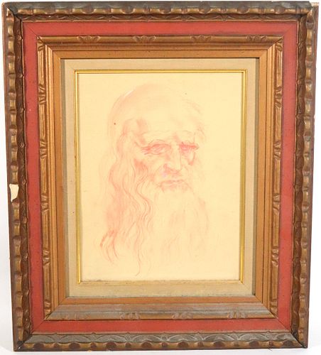 M. Gelman, Red Pencil Drawing of a Bearded Man
