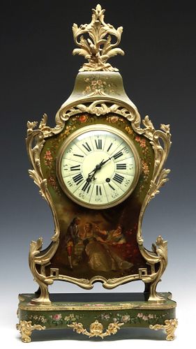 A VERNIS MARTIN STYLE CLOCK WITH VINCENTI MOVEMENT