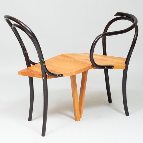 Two Martino Gamper Ebonized Wood 'Seating and Sitting' Chairs