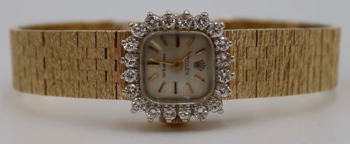 JEWELRY. Ladies Vintage 14kt Gold & Diamond Rolex