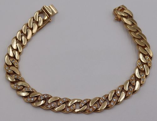 JEWELRY. Men's 14kt Gold and Diamond Bracelet.