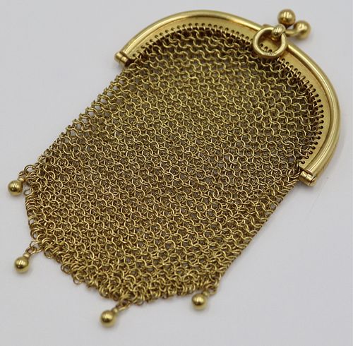 JEWELRY. Signed French 18kt Gold Mesh Coin Purse