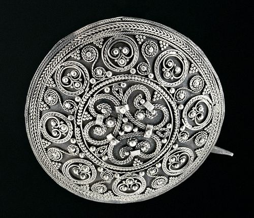 Exquisite 10th C. Viking Silver Brooch / Pendant
