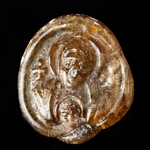 Byzantine Glass Intaglio - Madonna and Child