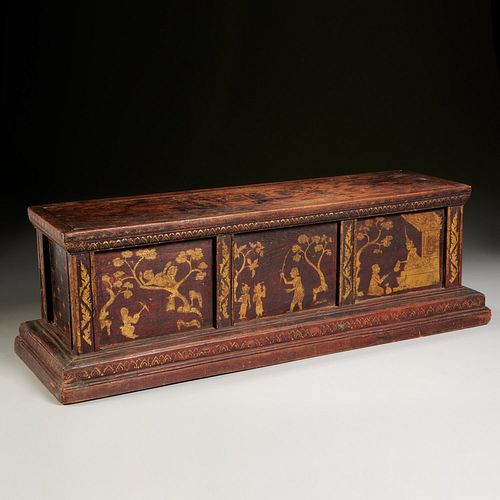 Thai parcel gilt wood scripture or manuscript box