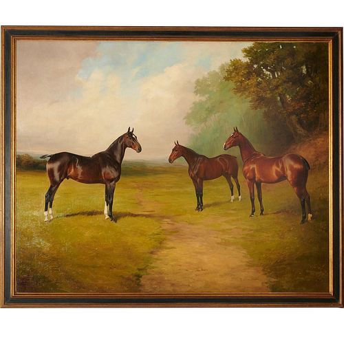 Percy Earl, large equestrian oil on canvas, 1914