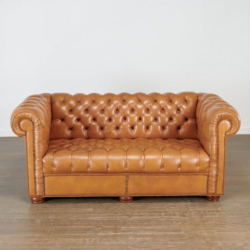 Nice quality leather chesterfield loveseat