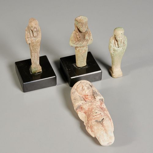 Ancient Egyptian figure & (3) Ushabti, ex museum