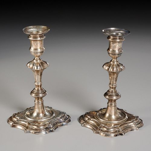 Pair George II sterling silver candlesticks
