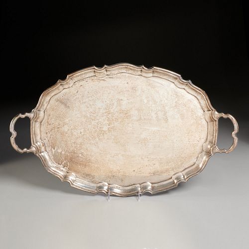 Edwardian sterling silver serving tray