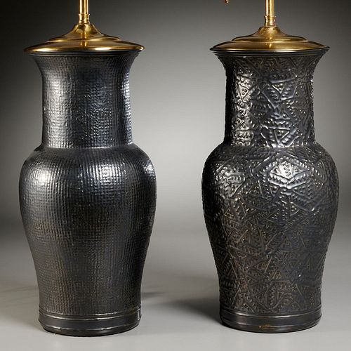 Harlequin pair Designer studio pottery lamps