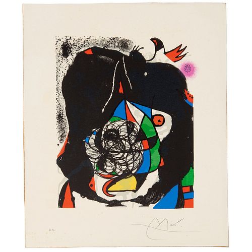 Joan Miro, color lithograph, 1975