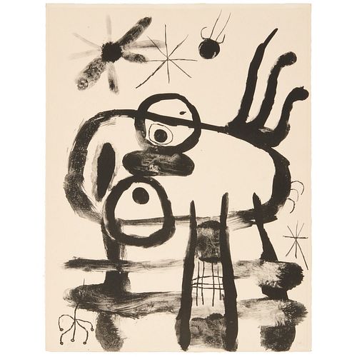 Joan Miro, b/w lithograph, 1961