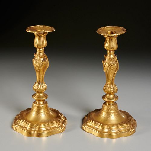 Nice pair Regence gilt bronze candlesticks
