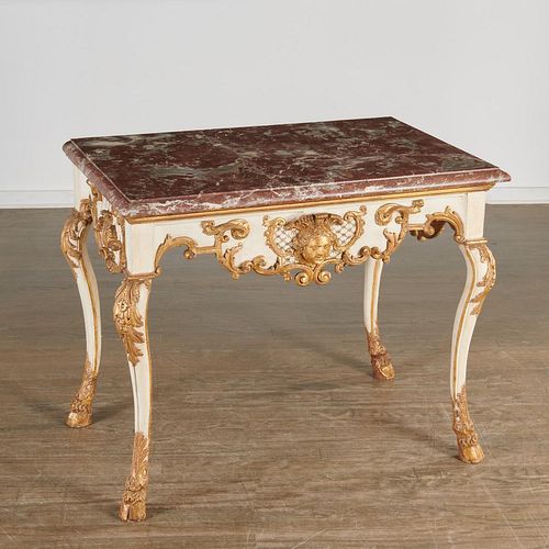 German parcel gilt marble top console, c. 1740
