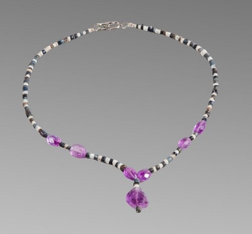 Roman Style Amethist and Stone Beads Necklace.