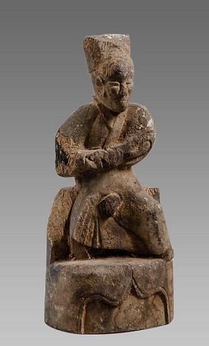 China Ming/Ching Dynasty Wooded Seated Figure c.1650 AD. 