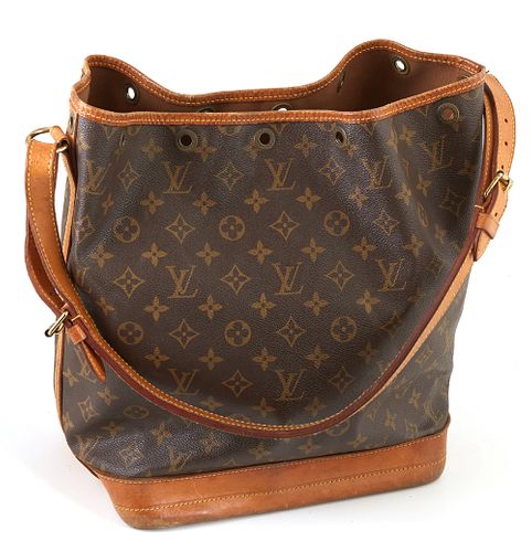 Louis Vuitton Brown Monogram Coated Canvas GM Noe Shoulder Bag, the exterior with a vachetta leather base and adjustable vachetta le...