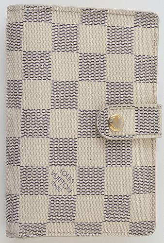 Louis Vuitton Ivory Damier Azur Portefeuille Vienova Wallet, the coated canvas with golden brass accents, opening to two card holder...