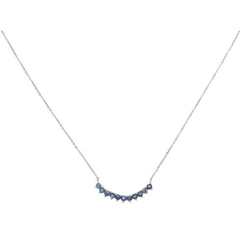 CHOKER WITH SAPPHIRES. 14K WHITE GOLD