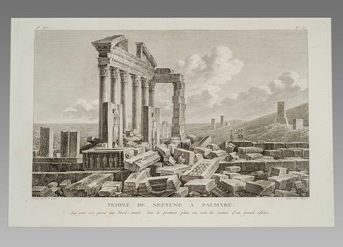 French orientalist Engraving of Palmyra. 