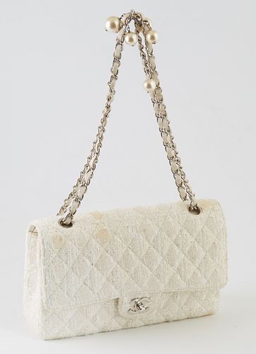 Limited Edition Chanel Ginza Should Bag, c. 2004, in cream tweed quilted canvas