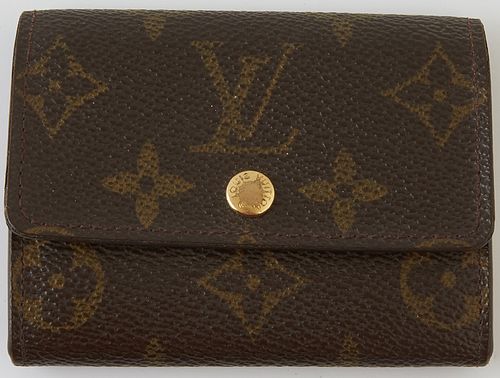 Louis Vuitton Brown Monogram Mini Coin Purse, the coated canvas with a brass snap accent, opening to two coin compartments and one f...