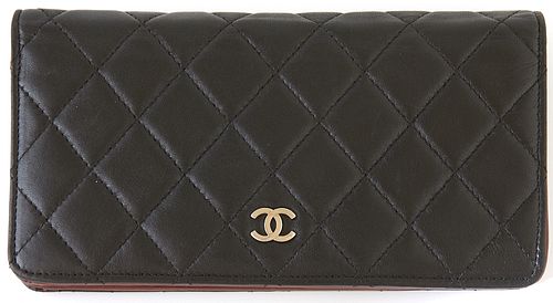 Chanel Black Quilted Leather Full Flap Bifold Wallet, c