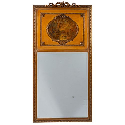 A Trumeau Mirror with Painted Landscape