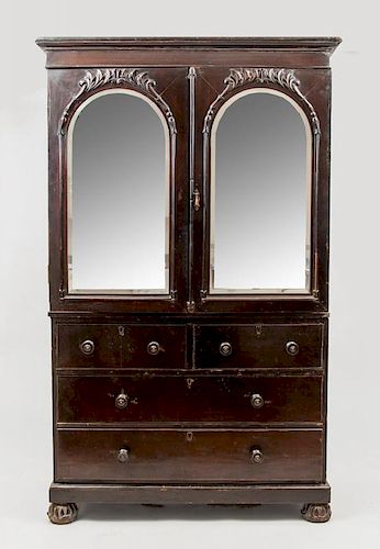 Anglo Indian Stained Mahogany Linen Press