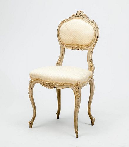 Napoleon III Style Painted and Parcel-Gilt Dressing Table Chair