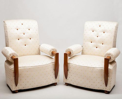Pair of Rosewood High-Back Armchairs