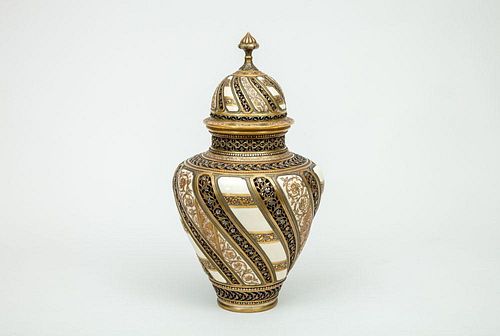 Royal Worcester Porcelain Polychrome and Gilt Decorated Potpourri Jar and Cover