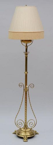 Messenger's Patent" Brass Tripod Floor Lamp"