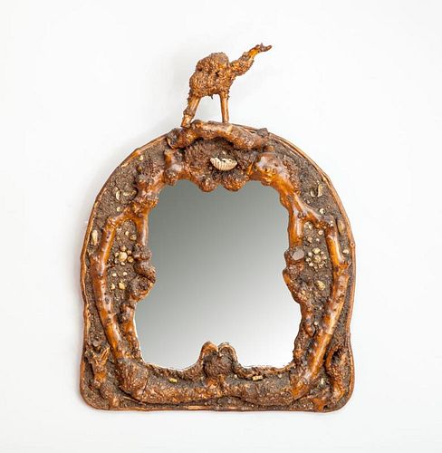 French Seashell, Pebble, Boxwood and Branch Mirror, Circa 1900