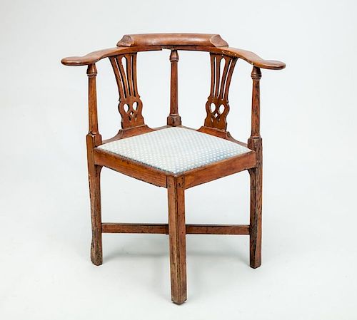 George III Style Walnut Corner Armchair