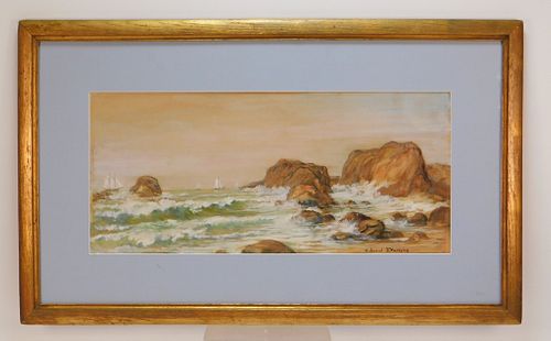 Edmund Darch Lewis Coastal Landscape WC Painting