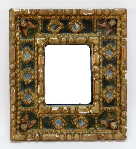 Carved Gesso Santos Style Hanging Wall Mirror